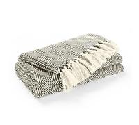 EHC Luxury Reversible Super Soft Cotton Diamond Large Throw For Sofa, Double Bed, Armchair - Black, 150 x 200 cm