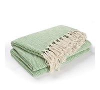 EHC Luxury Reversible Super Soft Cotton Diamond Large Throw For Sofa, Double Bed, Armchair - Green, 150 x 200 cm