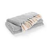 Ehc Luxury Reversible Super Soft Cotton Diamond Large Throw For Sofa, Double Bed, Armchair - Grey, 150 X 200 Cm