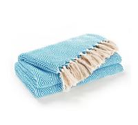Ehc Luxury Reversible Super Soft Cotton Diamond Large Throw For Sofa, Double Bed , Armchair - Teal, 150 X 200 Cm