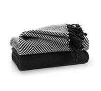 EHC Luxury Throws for Sofa Cover Couch Blanket Pack of 2, Black Throw -125x150cm