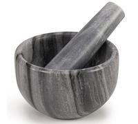 EHC Marble Mortar Pestle Set, Premium Herb Spice Grinder, Nut Seed Crusher, Kitchen Cooking Tool, Elegant Countertop Decor, Compact Multifunctional Blender - Grey