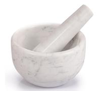 EHC Marble Mortar Pestle Set, Premium Herb Spice Grinder, Nut Seed Crusher, Kitchen Cooking Tool, Elegant Countertop Decor, Compact Multifunctional Blender - White