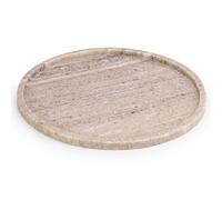 EHC Natural Marble Bathroom Vanity Tray - Decorative Candle Tray, Countertop Sink Storage Organiser for Cosmetic, Perfume, Home Decor - Round, Natural, 26 x 26 x 1 cm