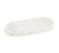 EHC Natural Marble Bathroom Vanity Tray - Oval, White, 25 x 11.5 x 2 cm - Countertop Sink Storage Tray Organiser for Cosmetic, Perfume, Home Decor