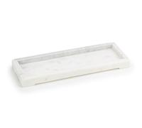 EHC Natural Marble Bathroom Vanity Tray - Rectangular, White, 28x10x2.5 cm - Decorative Countertop Sink Storage Organiser for Cosmetic, Perfume, Home Decor
