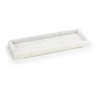 Ehc Natural Marble, Bathroom Vanity Tray, Tray Bathroom, Decorative Tray, Candle Tray, Rectangular, White, 28X10X2.5 Cm