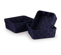 EHC Polypropylene Set of 3 Nestable Storage Boxes, Empty Basket for Gift, Baskets for Shelves, Hand-Woven Storage Box, Display Hamper, Storage Organiser for Bedroom Bathroom Home or Office