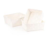 EHC Polypropylene Set of 3 Nestable Storage Boxes, Empty Basket for Gift, Baskets for Shelves, Hand-Woven Storage Box, Display Hamper, Storage Organiser for Bedroom Bathroom Home or Office - Cream