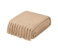EHC Premium Cotton Large Sofa Throw - Liam Chevron Design for 3 Seater Sofas, Elegant Sofa Cover & Settee Blanket, Luxury Woven Couch Throw, 180 x 300cm, Beige