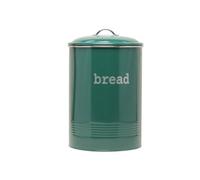 Ehc Round Enamel Large Bread Box Bin Crock Storage Canister Jar For Kitchen Storage, Fjord Green - Dia. 23 X (H) 36 Cm