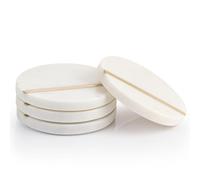 EHC Round Marble Coasters with Gold Inlay - Set of 4 Non-Slip Drink Pads for Coffee, Beer Bar Mat - White