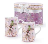 Ehc Set Of 2 Porcelain Phoenix Design Tea Cups/coffee Mugs With Handle, Microwave, Oven & Dishwasher Safe, Gift Boxed, 320Ml