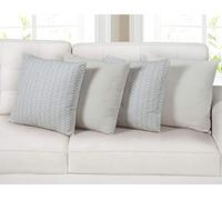 EHC Set of 2 Square Cotton Sofa Pillow Case Cushions Covers with Complementing Plain Covers - 45 x 45 cm, Beige