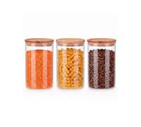 EHC Set of 3 Borosilicate Cylinder Airtight Stackable Food Storage Container With Lid