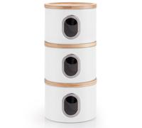 EHC Set of 3 Kitchen Storage Canisters for Tea, Coffee, and Sugar, Transparent Window Airtight Kitchen Multi-Purpose Containers, White