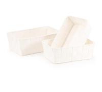 EHC Set of 3 Woven Nestable Storage Boxes, Lightweight Woven Basket for Shelves, Home Organiser Box, Gift Hamper Baskets - Cream