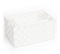 EHC Set of 3 Woven Storage Baskets, Decorative Nestable Organizer Boxes for Shelves, Closet Bins, Empty Basket for Gift Hamper, Lightweight Home Organization Solutions, White