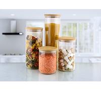 EHC Set of 4 Borosilicate Cylinder Airtight Stackable Food Storage Container With Lid