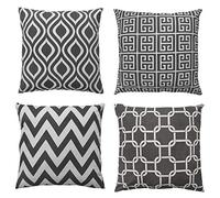 EHC Set of 4 Decorative Square Sofa Pillow Case Cotton Cushions Covers - 45 x 45cm, Grey