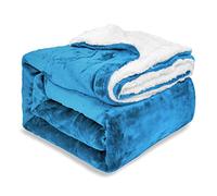 EHC Sherpa Flannel Fleece Throw Blanket - Fluffy Soft Thick Microfiber Solid Warm Blankets for Bed and Couch, Turquoise, Double, 150 cm x 200 cm