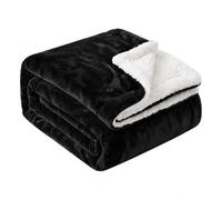EHC King Size Sherpa Flannel Fleece Throw Blanket - Fluffy Soft Thick Microfiber Solid Warm Blankets for Bed and Couch, Black, 200 cm x 240 cm