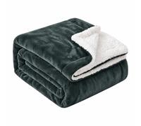 EHC Sherpa Flannel Fleece Throw Blanket - Fluffy Soft Thick Microfiber Solid Warm Blankets for Bed and Couch, Dark Grey, Double, 150 cm x 200 cm