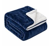 EHC King Size Sherpa Flannel Fleece Throw Blanket - Fluffy Soft Thick Microfiber Solid Warm Blankets for Bed and Couch, Navy Blue, 200 cm x 240 cm