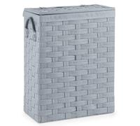 EHC Slimline Laundry Linen Basket Bin Bathroom Storage Hamper Basket With Lid - Grey