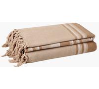 Ehc Soft & Lightweight Indian Kerala Pattern Striped Cotton King Size Throw, Beige - 220 X 250 Cm