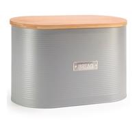 Ehc Space Saving Extra Large Bread Box Bin With Bamboo Lid For Kitchen Storage, Grey, 8 L, L 34 X W18 X H21Cm