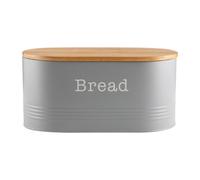Ehc Space Saving Extra Large Bread Box Bin With Wooden Lid For Kitchen Storage,round Enamel Bread Storage Canister Bin,