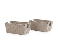 EHC Storage Baskets for shelves Set of 2, Woven Organiser Hamper Baskets Small, 30.5 x 17 x 11 cm, Beige