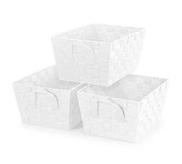 Ehc Storage Baskets Set Of 3, Storage Baskets For Shelves, Storage Boxes Storage Organiser Hamper Basket, White
