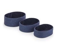 EHC Storage Baskets Woven set of 3, Storage Boxes for shelves Organiser, Navy Blue