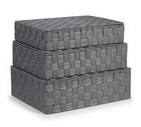 EHC Storage Boxes With Lid Set of 3, Storage baskets for shelves Woven, Storage Organiser Hamper Baskets, Grey