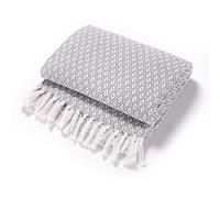 Ehc Super Soft Cotton Large Reversible Double Sofa Throws Blanket Bed Chair Cover 150 x 200cm,Grey