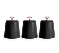 Ehc Tea Sugar Coffee Canisters Set, Kitchen Storage Jars With Lids Airtight, Containers Canisters Jars Set Of 3, Black