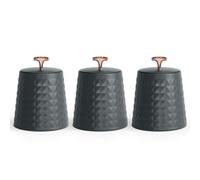 Ehc Tea Sugar Coffee Canisters Set, Kitchen Storage Jars With Lids Airtight, Containers Canisters Jars Set Of 3, Grey