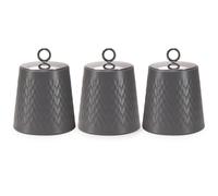 EHC Tea Sugar Coffee Canisters Set, Storage Jars with Easy Open and close Lids, Airtight Containers Canisters Jars Set of 3, Grey