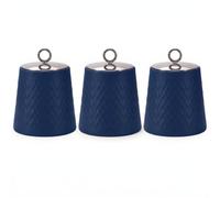 EHC Tea Sugar Coffee Canisters Set, Storage Jars with Easy Open and close Lids, Airtight Containers Canisters Jars Set of 3, Navy Blue
