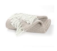 EHC Throw Blanket, Large Throws for Sofas Bed Sofa Settee Couch Reversible Bed Cover Over Bedspread,178 x 254 cm, Beige