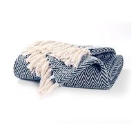 EHC Throw Blanket, Large Throws for Sofas Bed Sofa Settee Couch Reversible Bed Cover Over Bedspread, 178 x 254 cm, Navy Blue