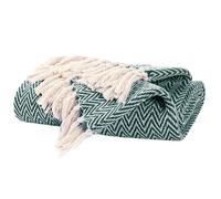 EHC Throw Blanket, Throws for Sofas armchairs Sofa Settee Couch Reversible Bed Cover Over Blanket, Single 127 x 152 cm, Green