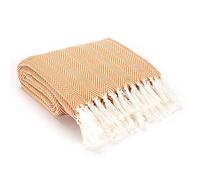 EHC Throw Blanket, Versatile Blanket Throws for Sofa Armchairs, Settee Couch Single Size, Blanket for Travel, Soft Warm Acrylic Blanket, 125 x 150cm - Ochre