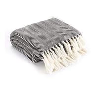 EHC Throw Blanket, Versatile Blanket Throws for Sofa Armchairs, Settee Couch Single Size, Blanket for Travel, Soft Warm Acrylic Blanket, 125 x 150cm - Black