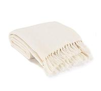 EHC Throw Blanket, Versatile Blanket Throws for Sofa Armchairs, Settee Couch Single Size, Blanket for Travel, Soft Warm Acrylic Blanket, 125 x 150 cm - Ivory