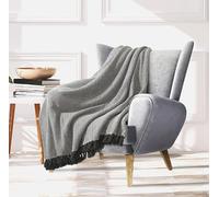 EHC Throws for Sofas for 1 Seater Bed, Throws for Armchair Couch Chair, Reversible Throw Cotton, 125 x 150 cm, Grey