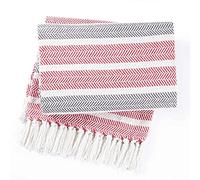 EHC Throws for Sofas Large, Throws for beds Double Settee Sofa Bed Cover, 150 x 200 cm,Red/Grey - Herrinbone