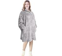 EHC Unisex Oversized Wearable Soft Warm Teddy Fleece Hoodie Sweatshirt Cuddly Blanket, Gift For Her, Gift For Him 80 x 90 cm, Grey